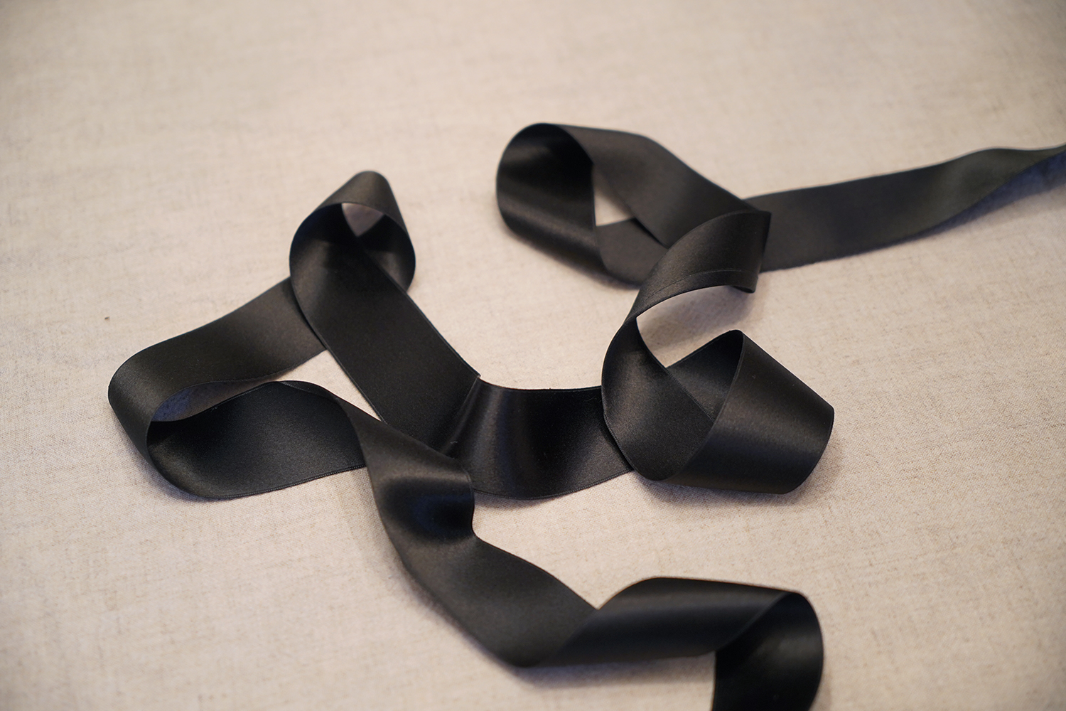 1-1/2 Black Silk Satin Ribbon - Wm. Booth, Draper